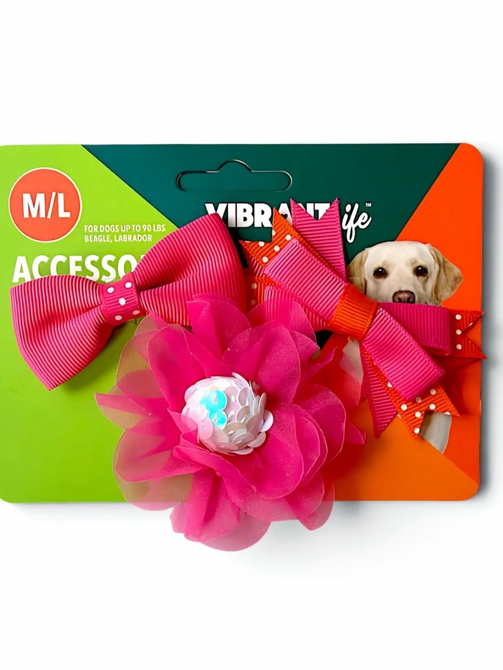Vibrant Life Pink Dog Bows Accessories 3-Piece Set